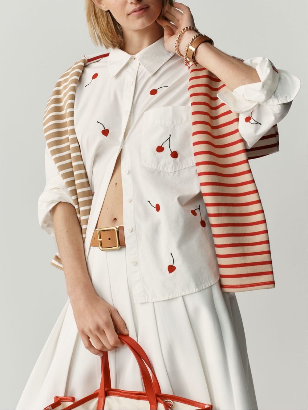 Maeve Shrunken Bennet 100% Cotton Embellished
Buttondown Shirt